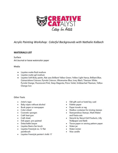 Nathalie Kalbach: Acrylic Painting Workshop - Colorful Backgrounds
